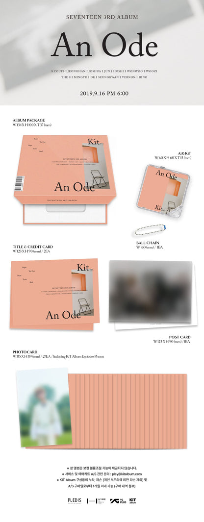 SEVENTEEN -  3rd Album [AN ODE] (KiT)