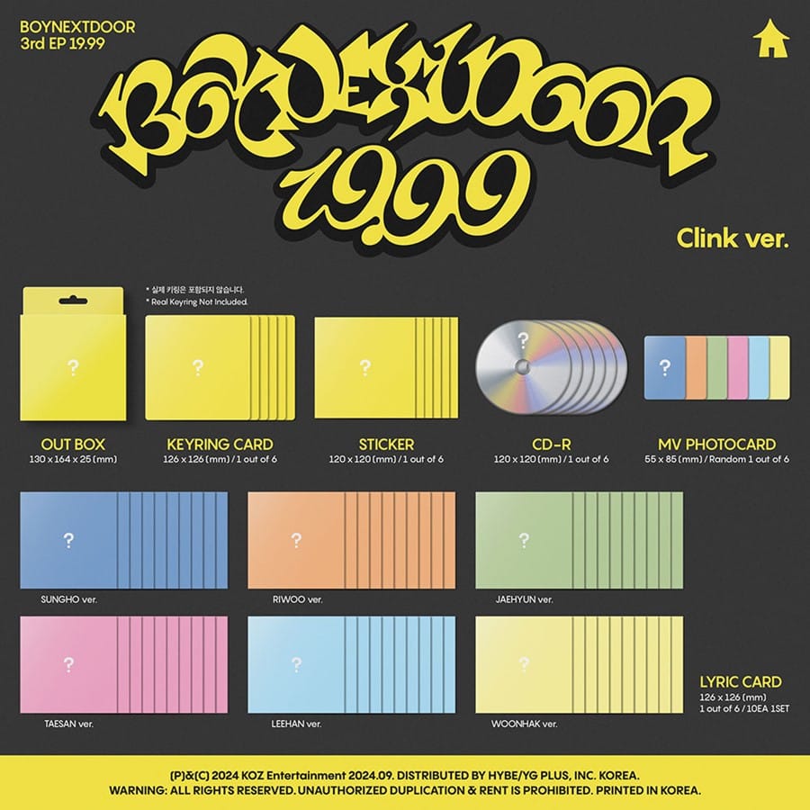 [WEVERSE POB] BOYNEXTDOOR – 3rd EP [19.99] (Clink Set)