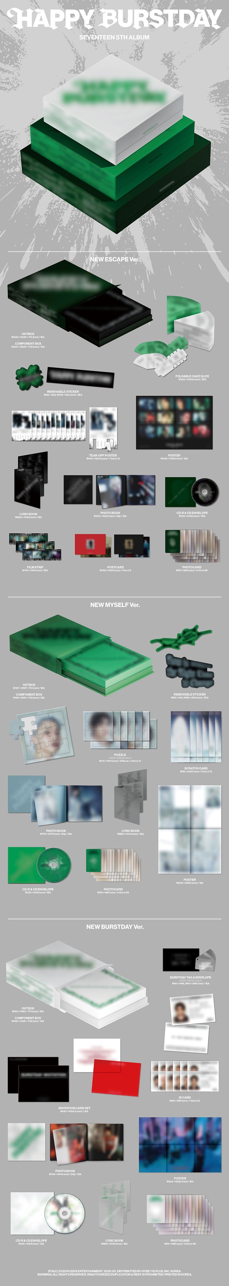 [Weverse POB] SEVENTEEN - 5th Album [HAPPY BURSTDAY] (Set)